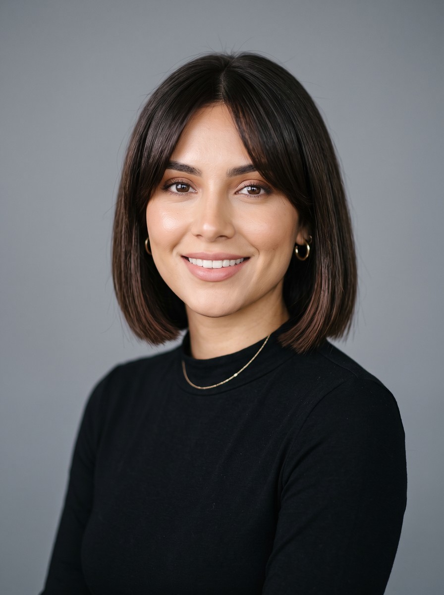 Chin-Length Bob with Curtain Bangs