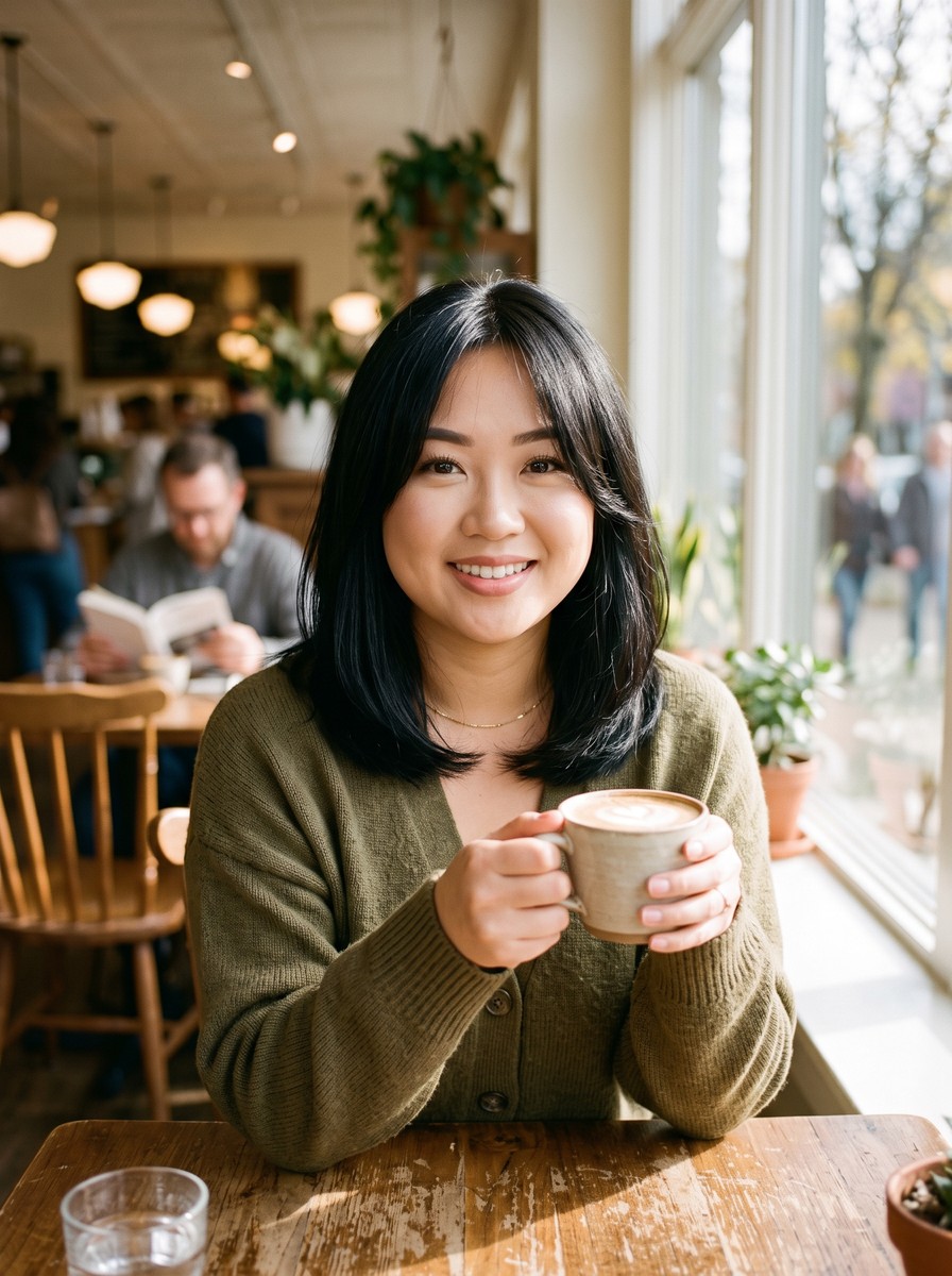 Curtain Bangs With a Collarbone Lob