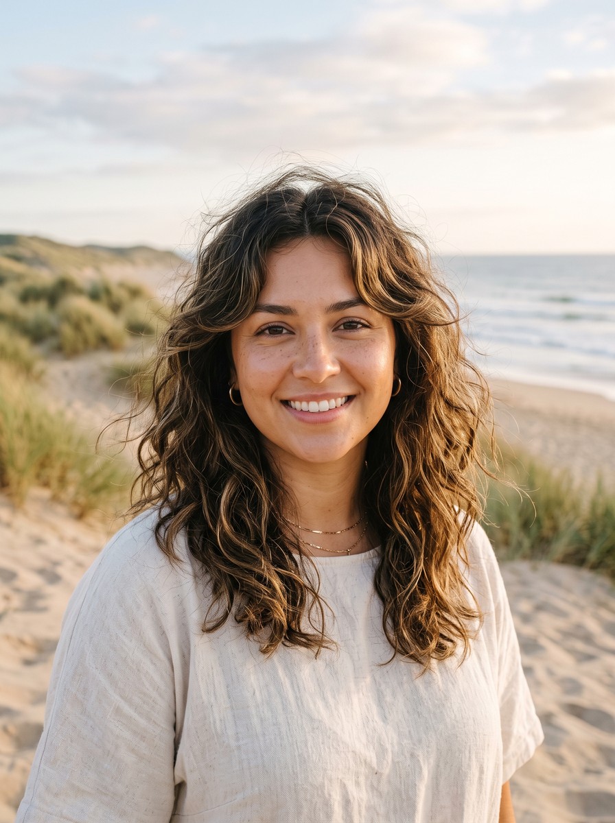 Air-Dried Wavy Curtain Bangs