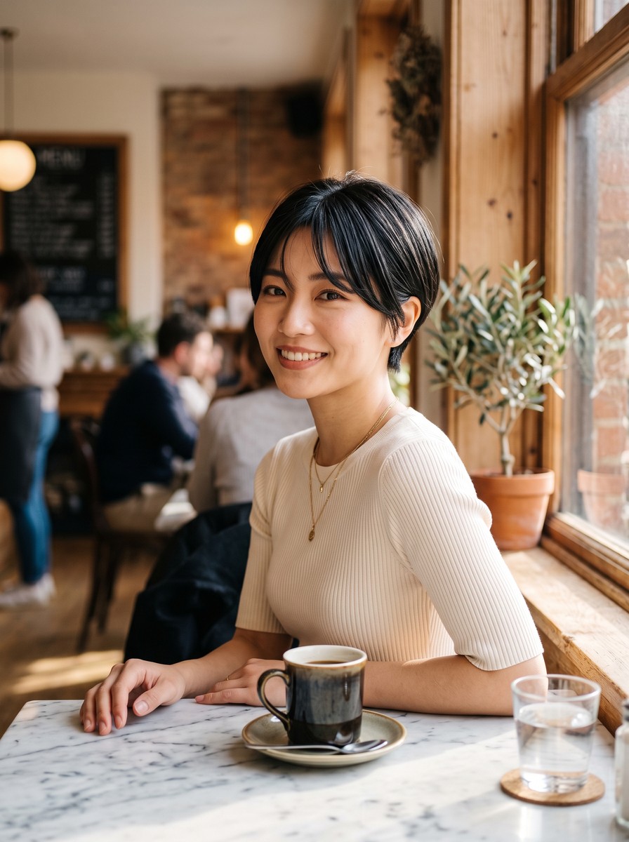 Long Pixie with Cheekbone Curtain Bangs