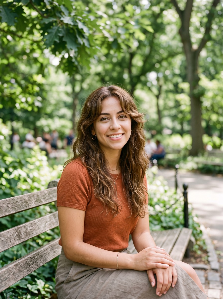 Air-Dried Wavy Curtain Bangs