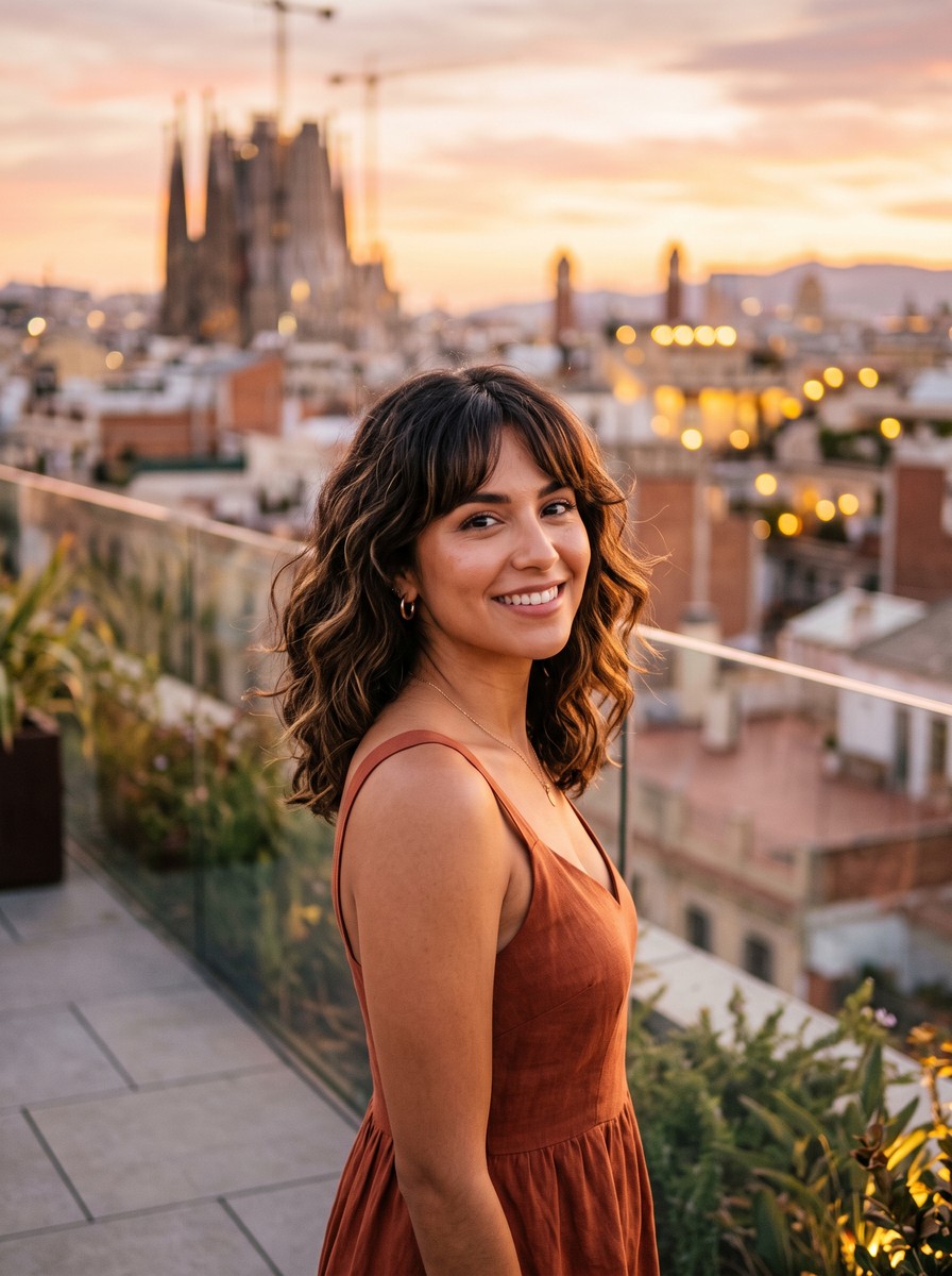 Curtain Bangs on a Textured Lob
