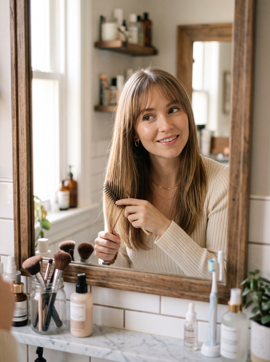 Wispy Curtain Bangs for Fine Hair