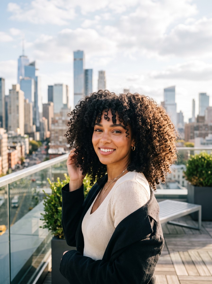 Curtain Bangs on Naturally Curly Hair