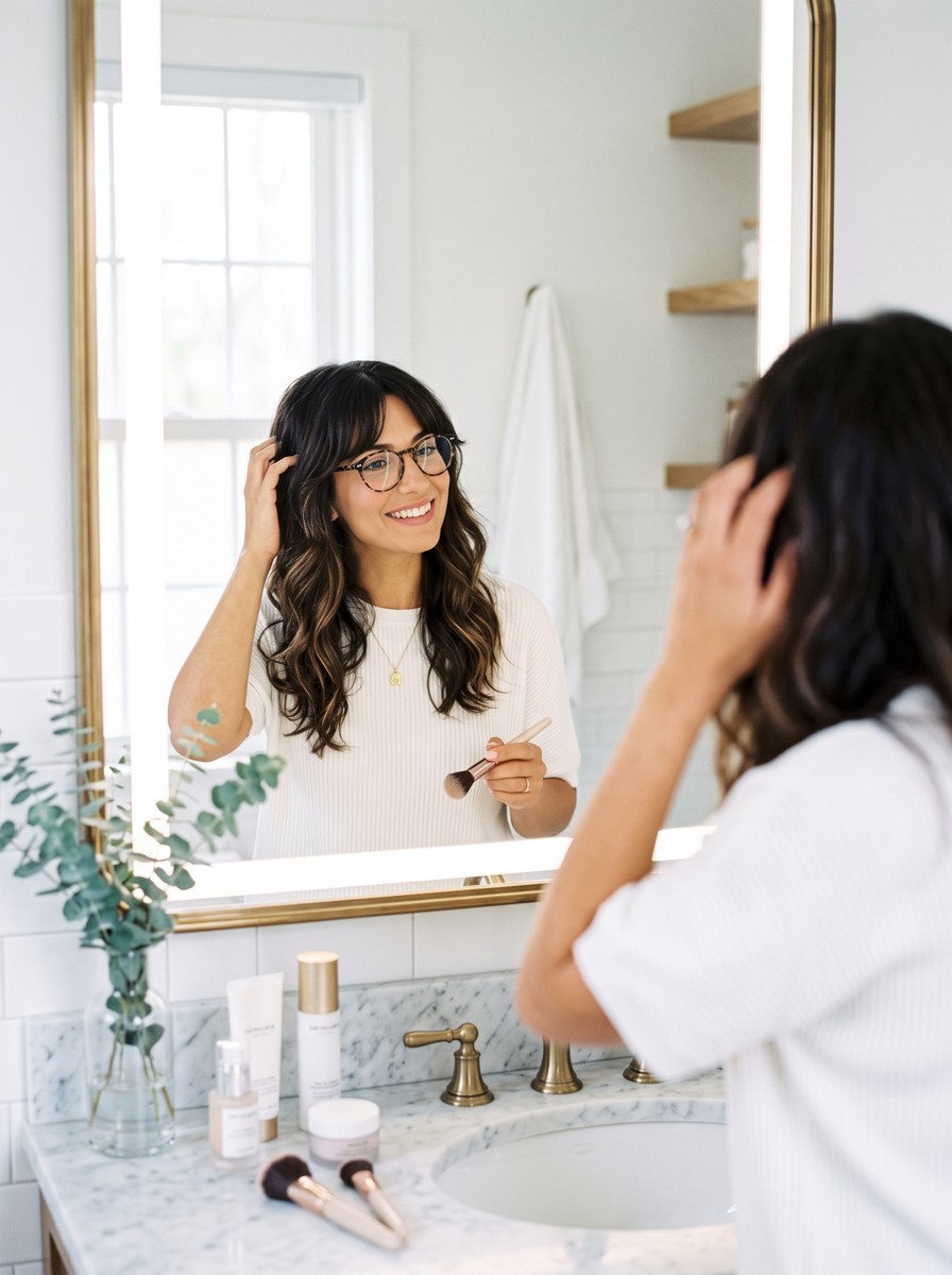 Curtain Bangs Styled for Glasses Wearers