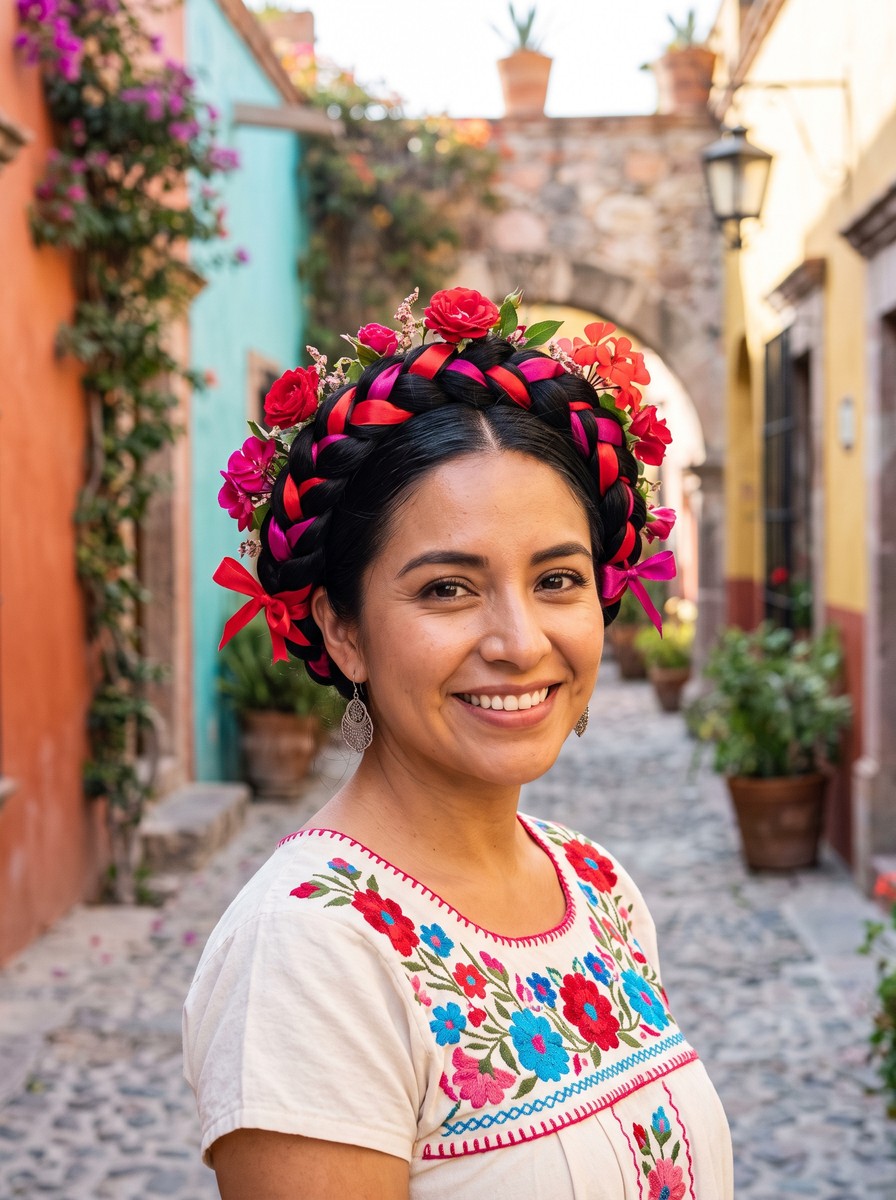 Ribbon-Woven Tehuana-Inspired Braids