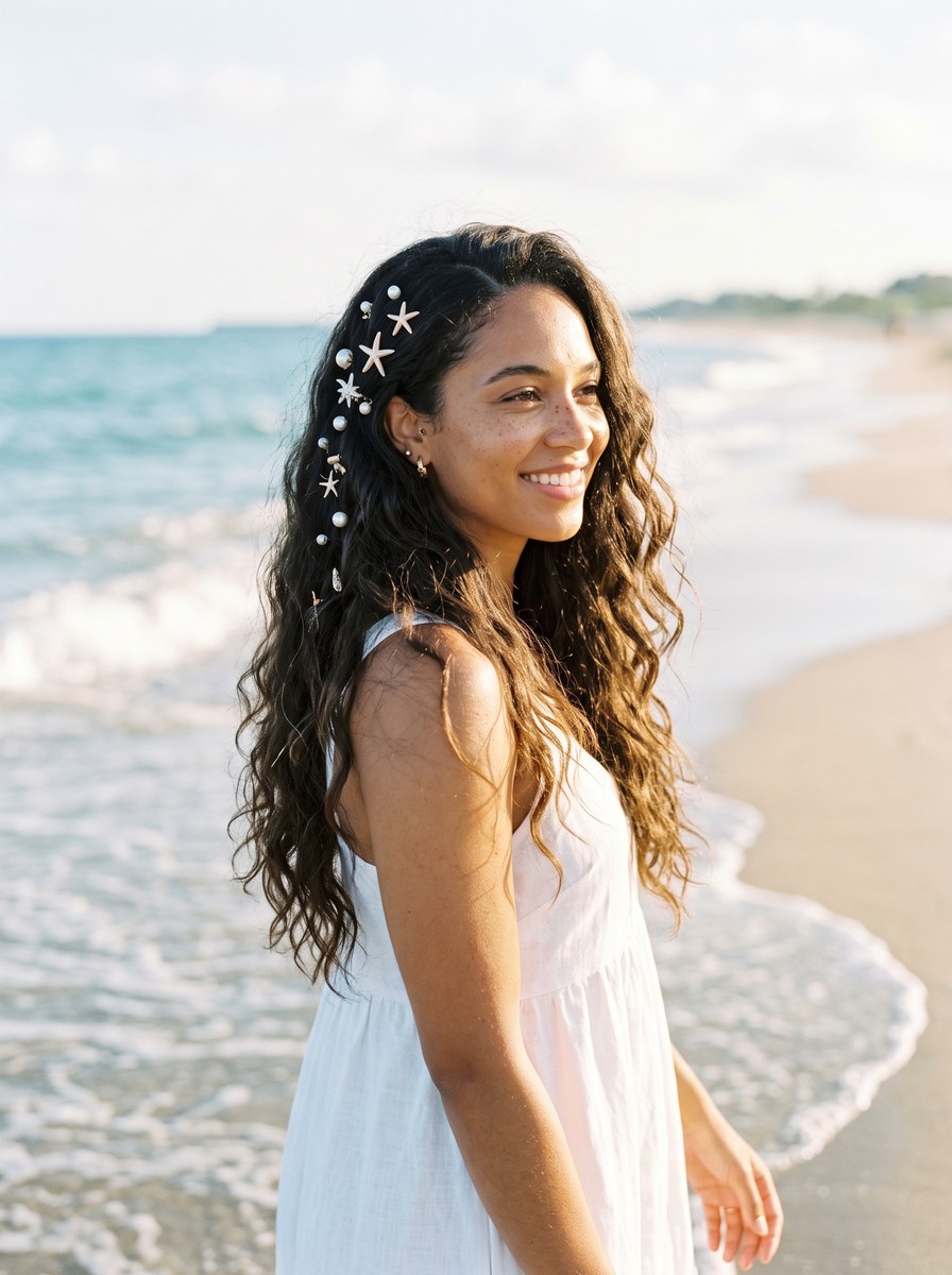 Mermaid Waves with Pearl Pins