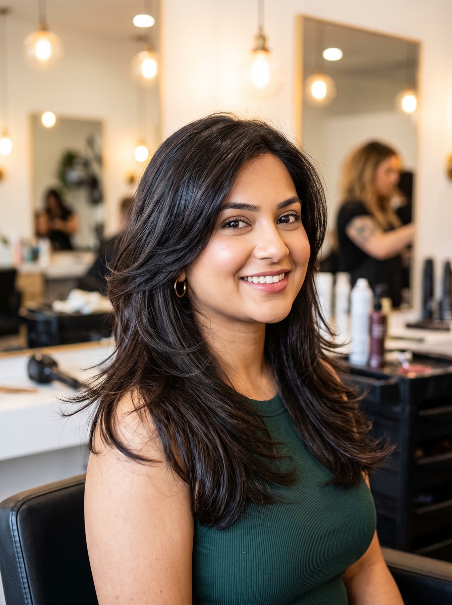 Razor-Feathered Layers for Thick Hair