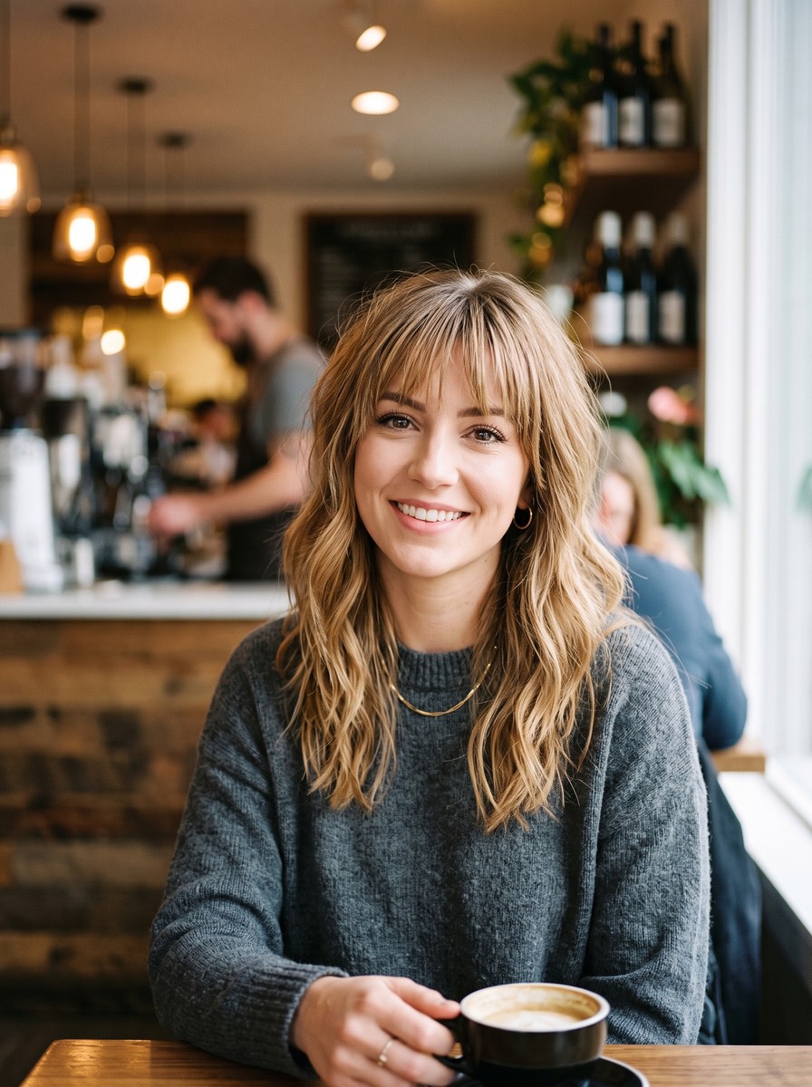 Shoulder-Length Layers With Long Piecey Bangs