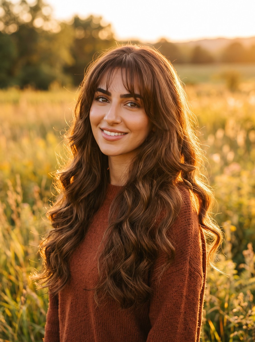 Long Waves With Wispy Brow-Grazing Bangs