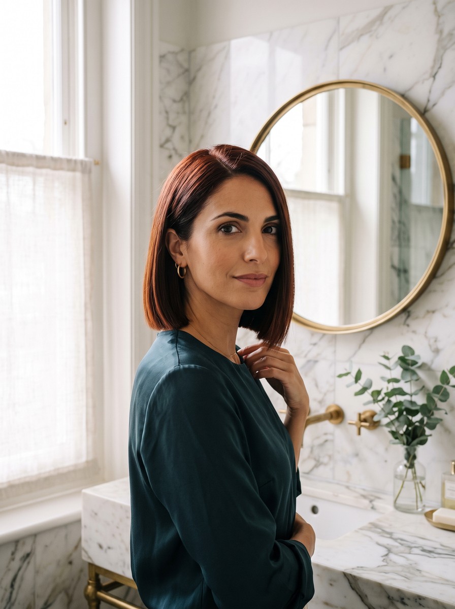 Jaw-Length Blunt Bob With a Side Part