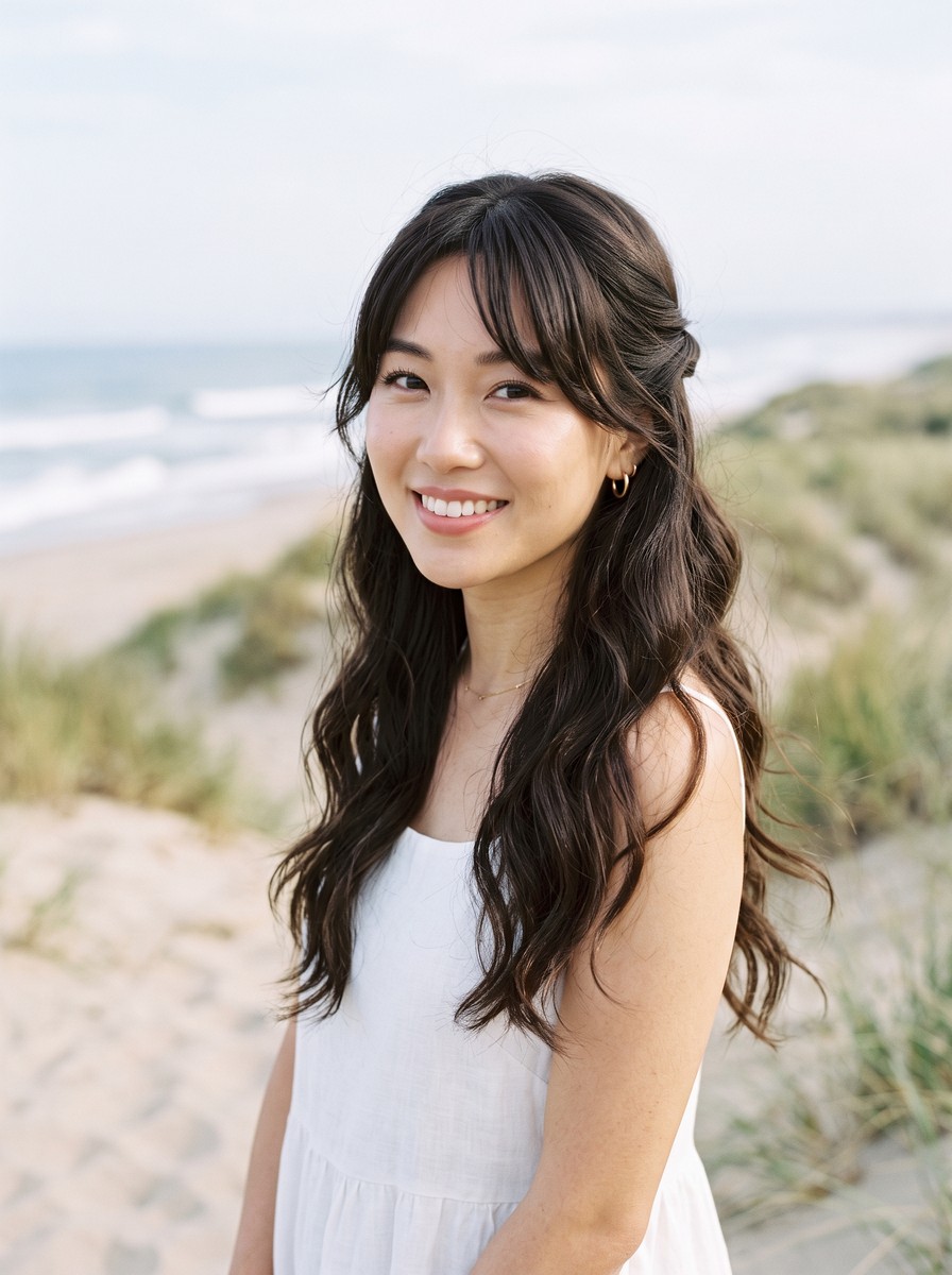 Half-Up Twist With Waves Below the Chin