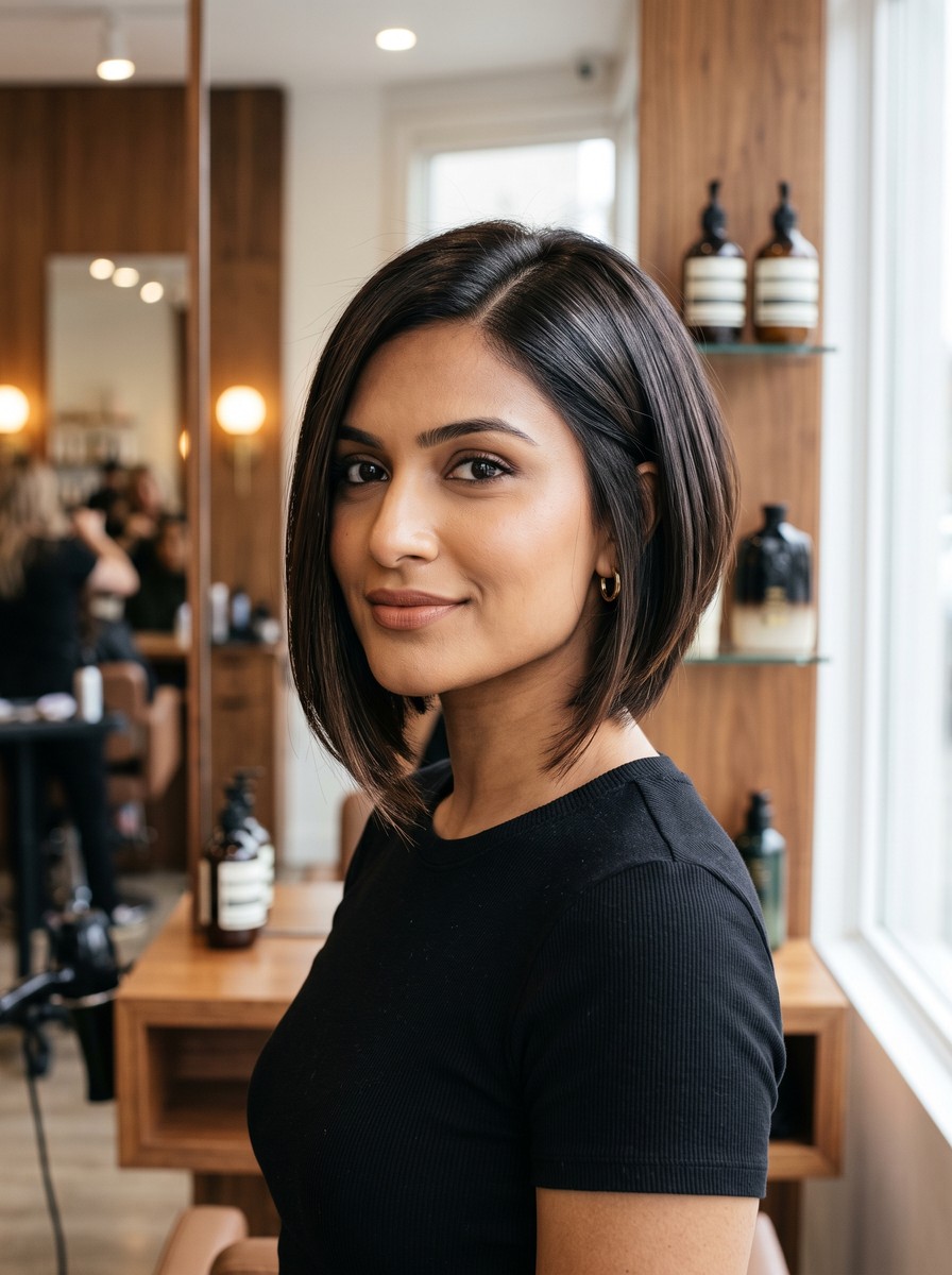 Graduated Side-Part Bob With No Bangs