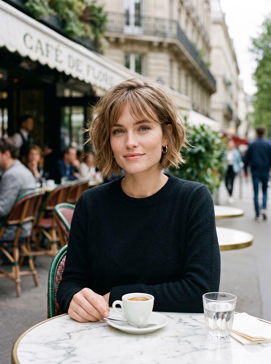 Undone French Bob With a Wispy Fringe