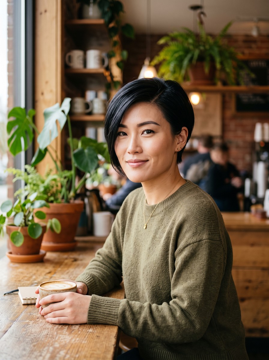 Side-Swept Long Pixie