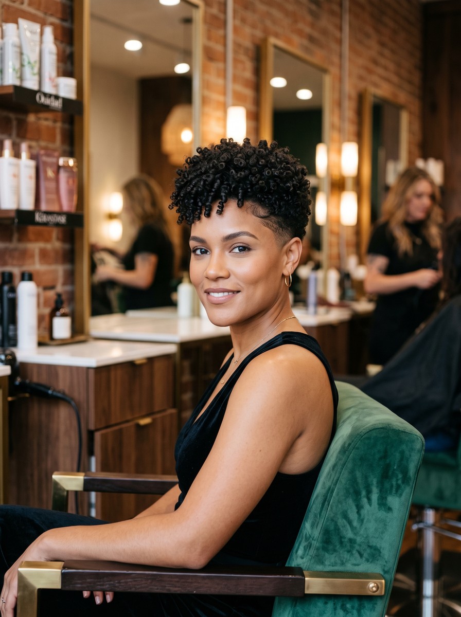 Tapered Coily Crop With Height on Top