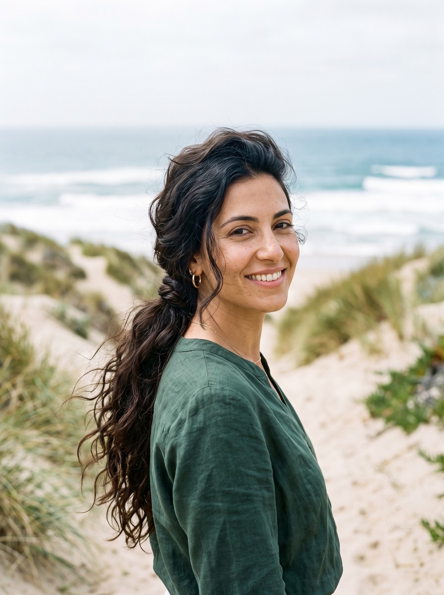 Wrapped Low Ponytail for Beach Wind
