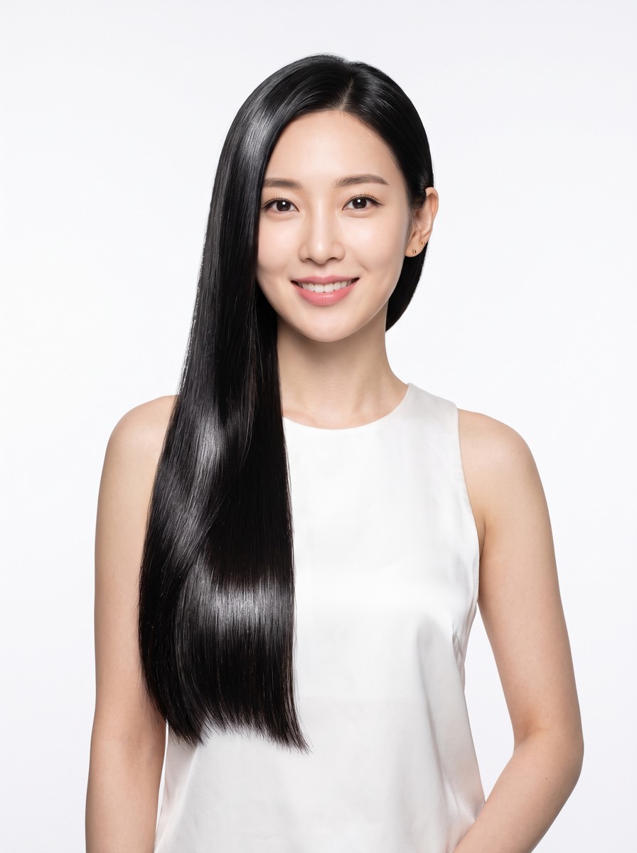 Glass-Straight Hair with an Ear Tuck