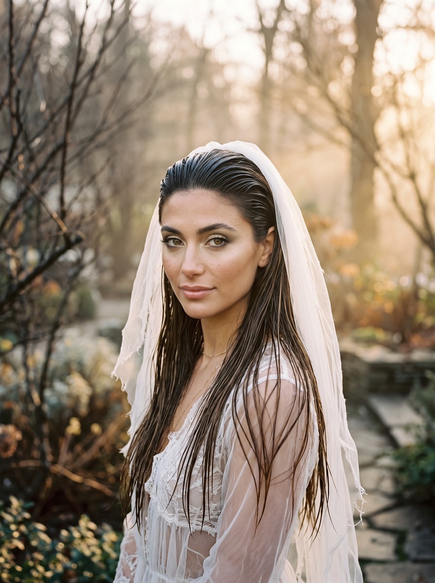 Ghost Bride Wet-Look Veil
