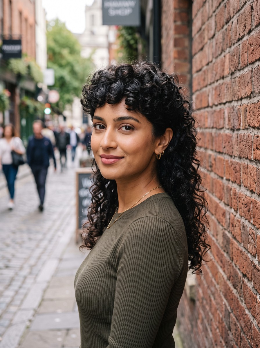 Soft Curly Halo Mullet