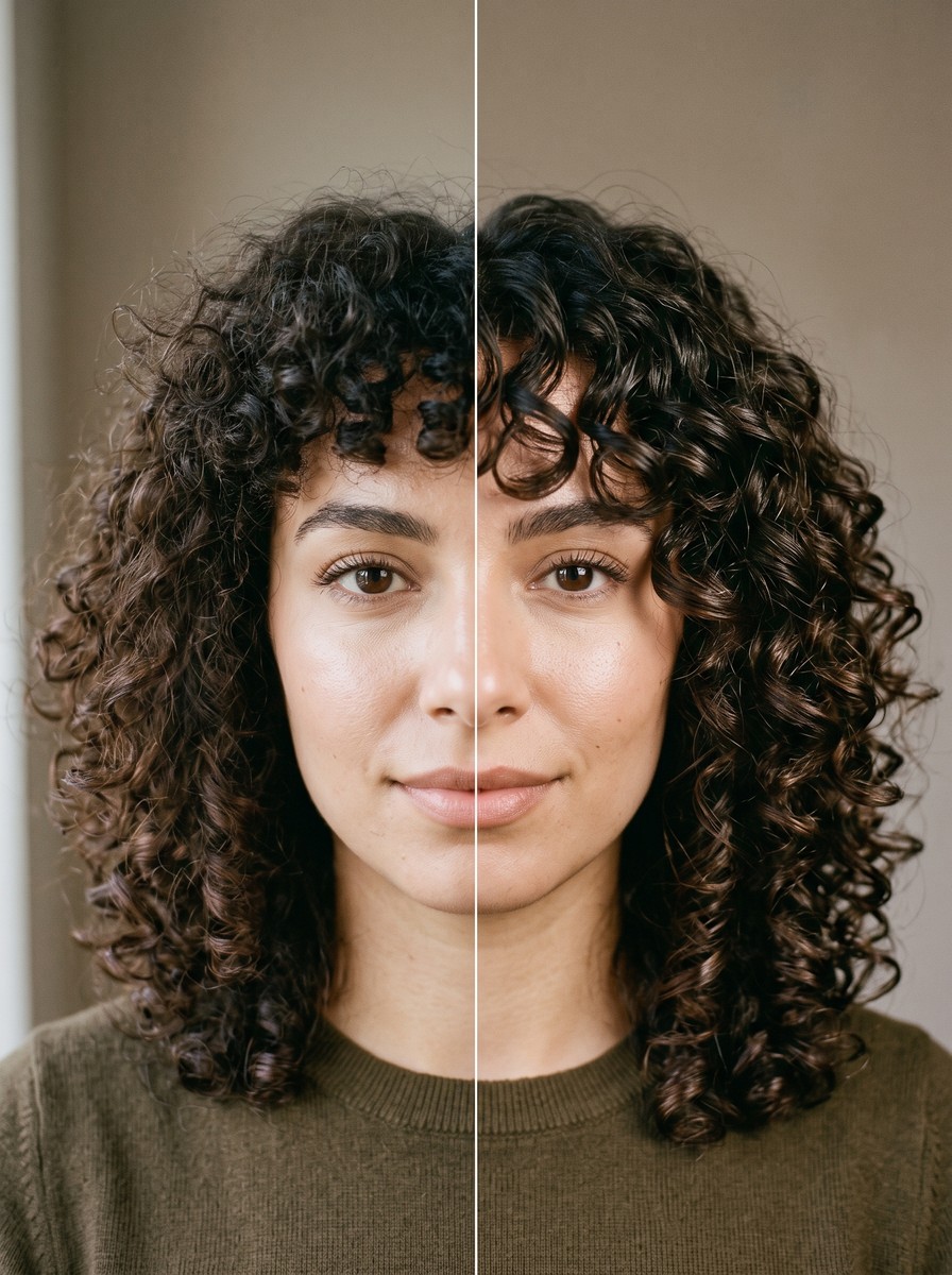 How to Style Curtain Bangs for Curly Hair at Home, From the Dry Cut to the Diffuser