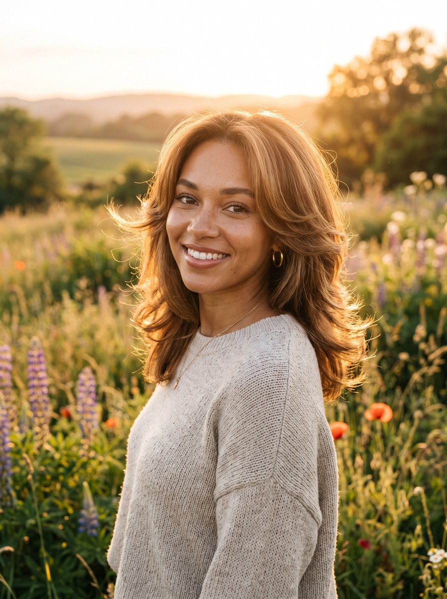 Butterfly Layers With Chin-Length Face Framing
