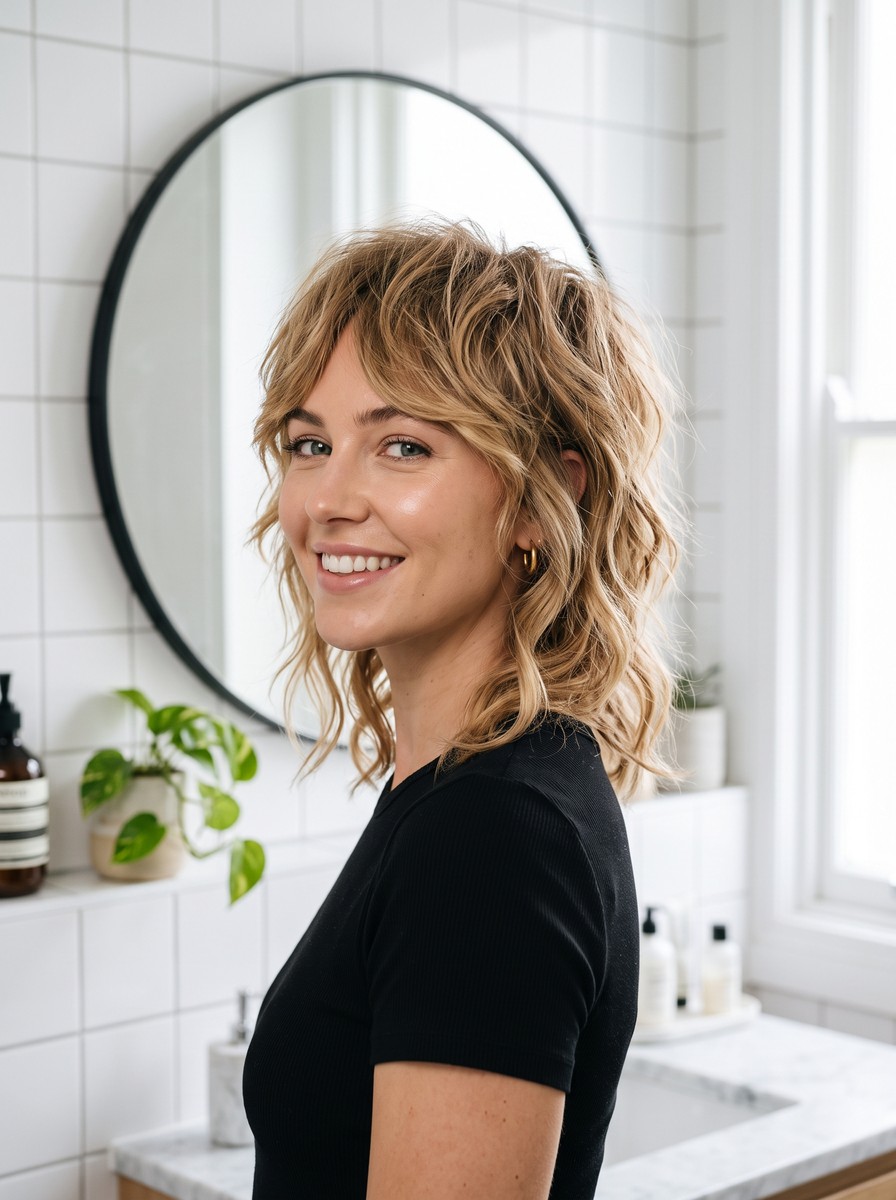 Shoulder-Length Shag With Crown Texture