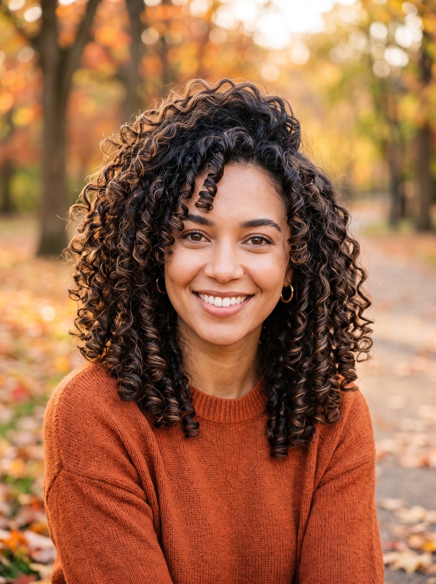 Curly Layered Cut With Crown Height