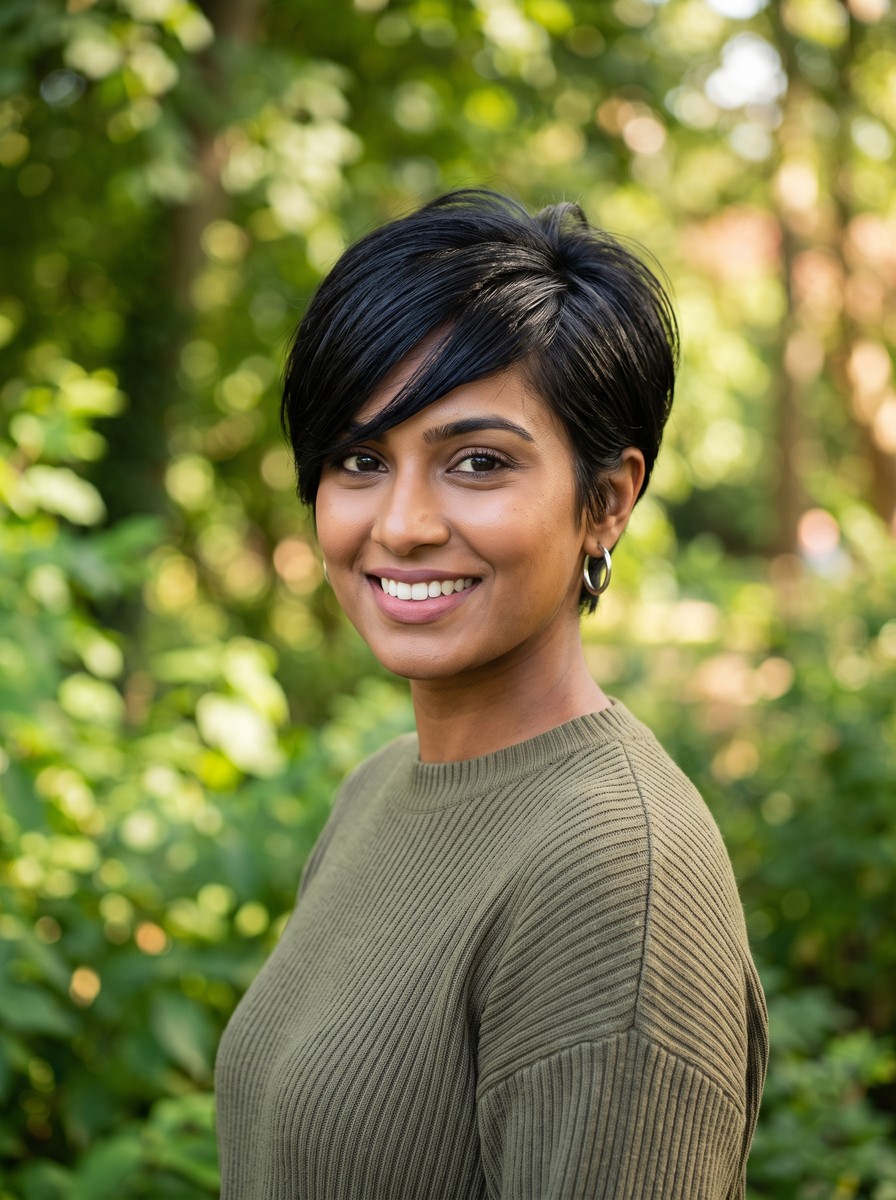 Layered Pixie with Side-Swept Fringe