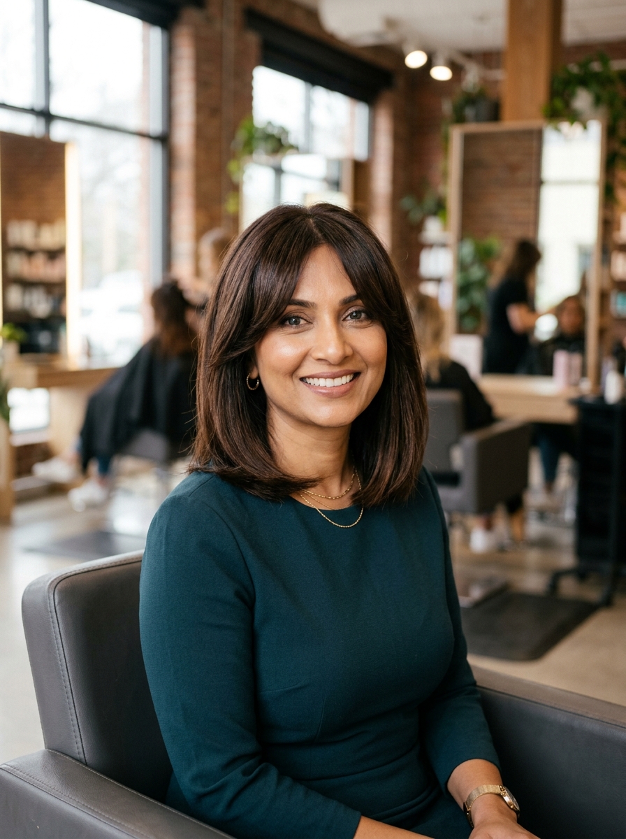Blunt Lob with Curtain Bangs