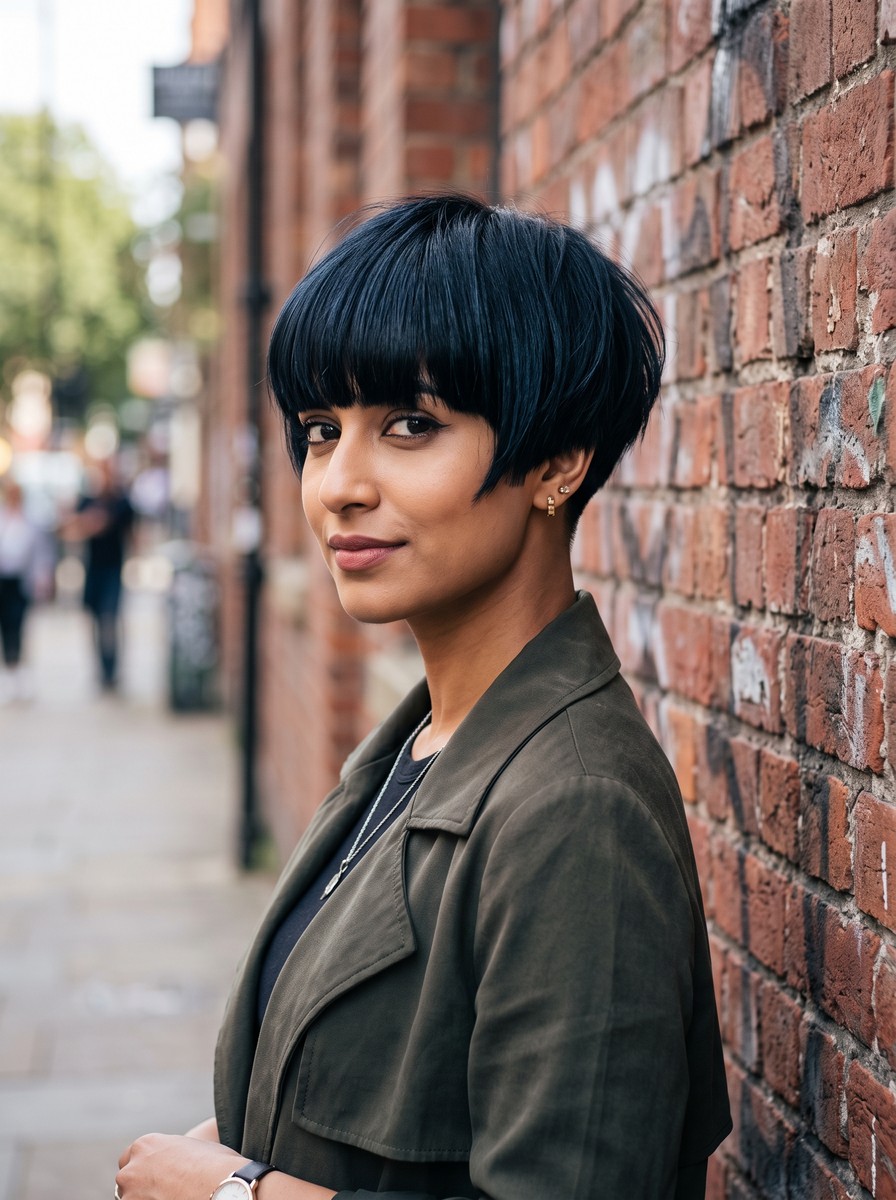 Undercut Long Pixie Bob with Heavy Fringe