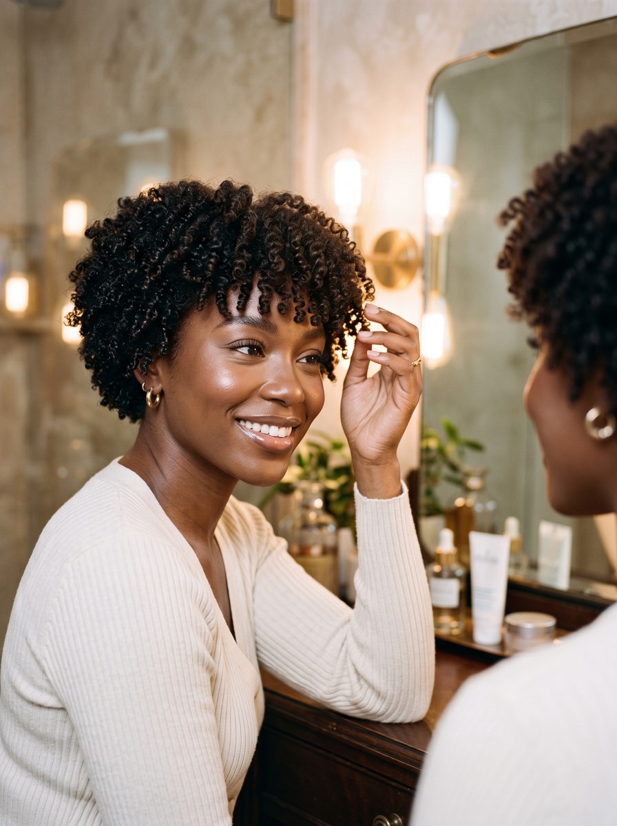 Natural Halo Long Pixie with Fluffy Fringe Coils