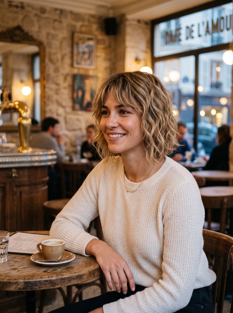 Effortless Wavy Long Pixie with Undone French-Girl Fringe