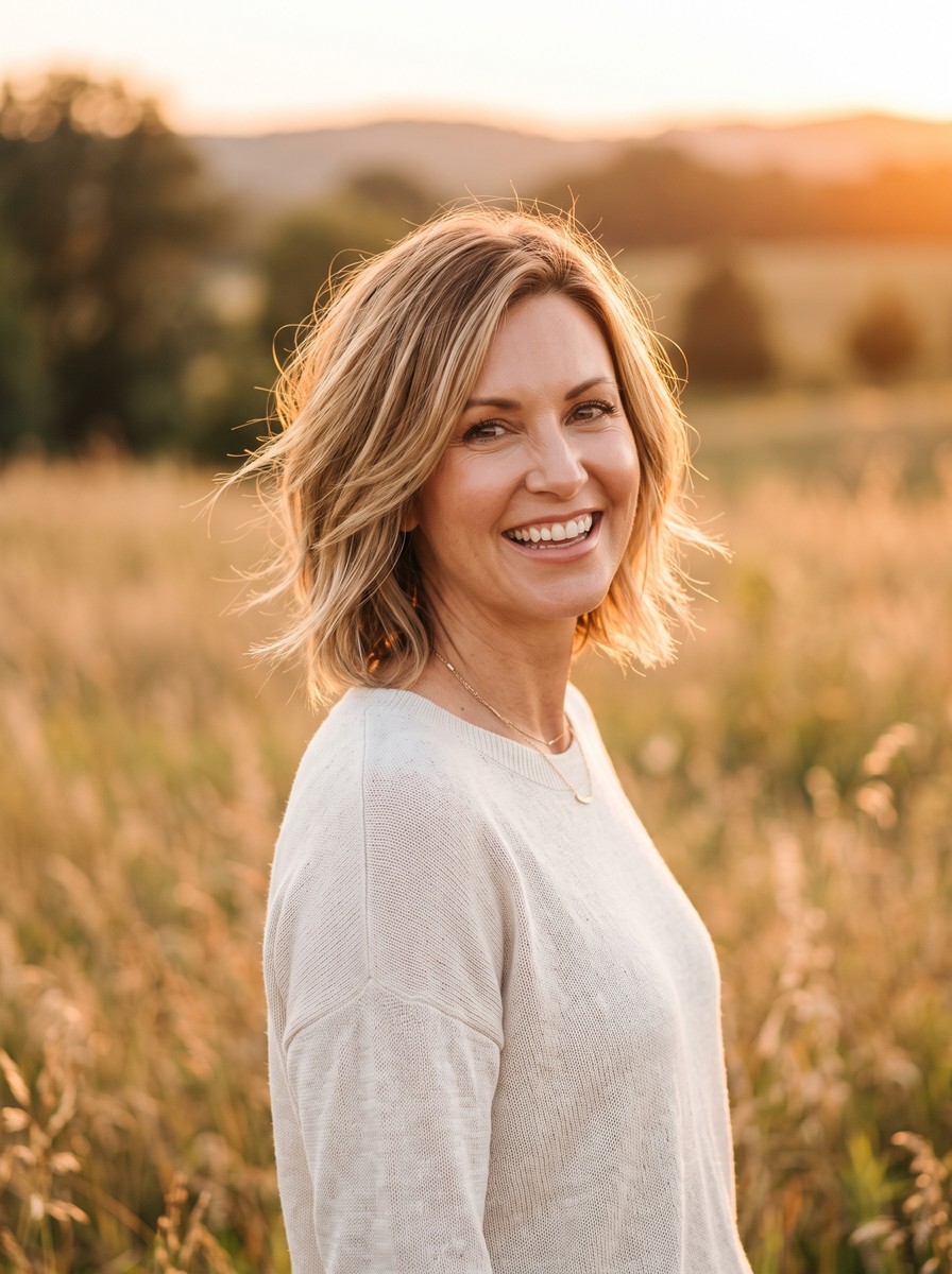 Golden Blonde Balayage Long Pixie Bob