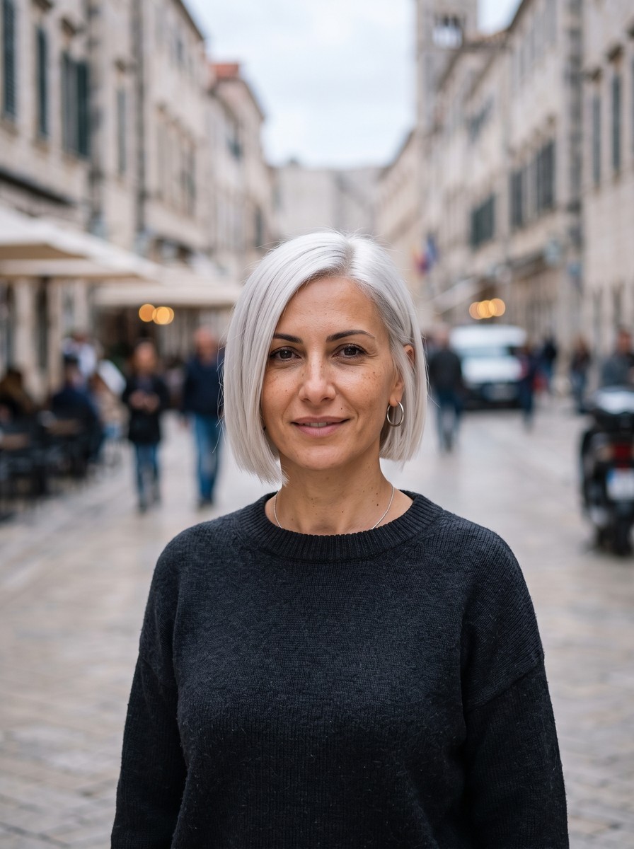 Platinum Blunt Long Pixie Bob