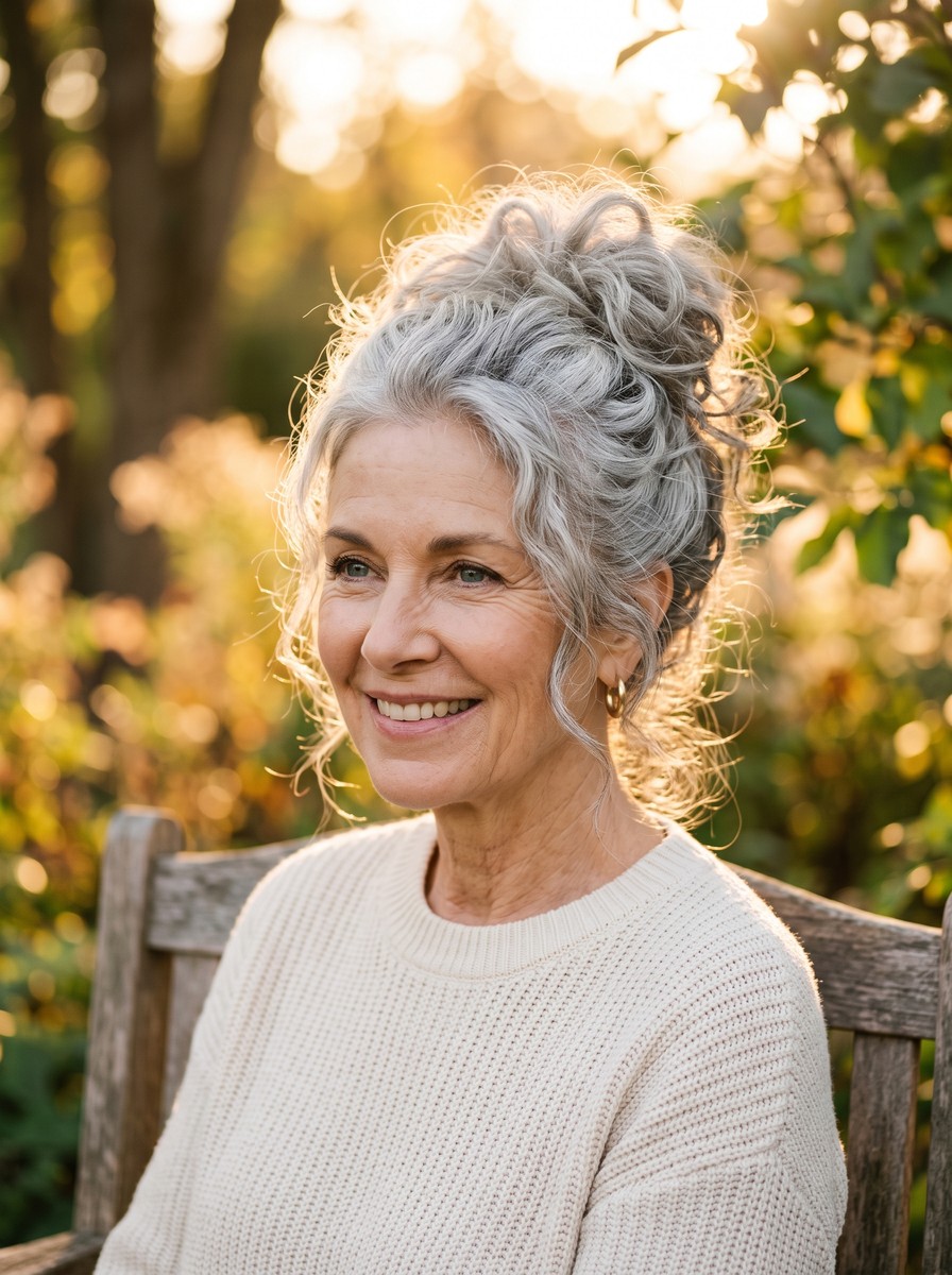 Silver Strands Messy Bun