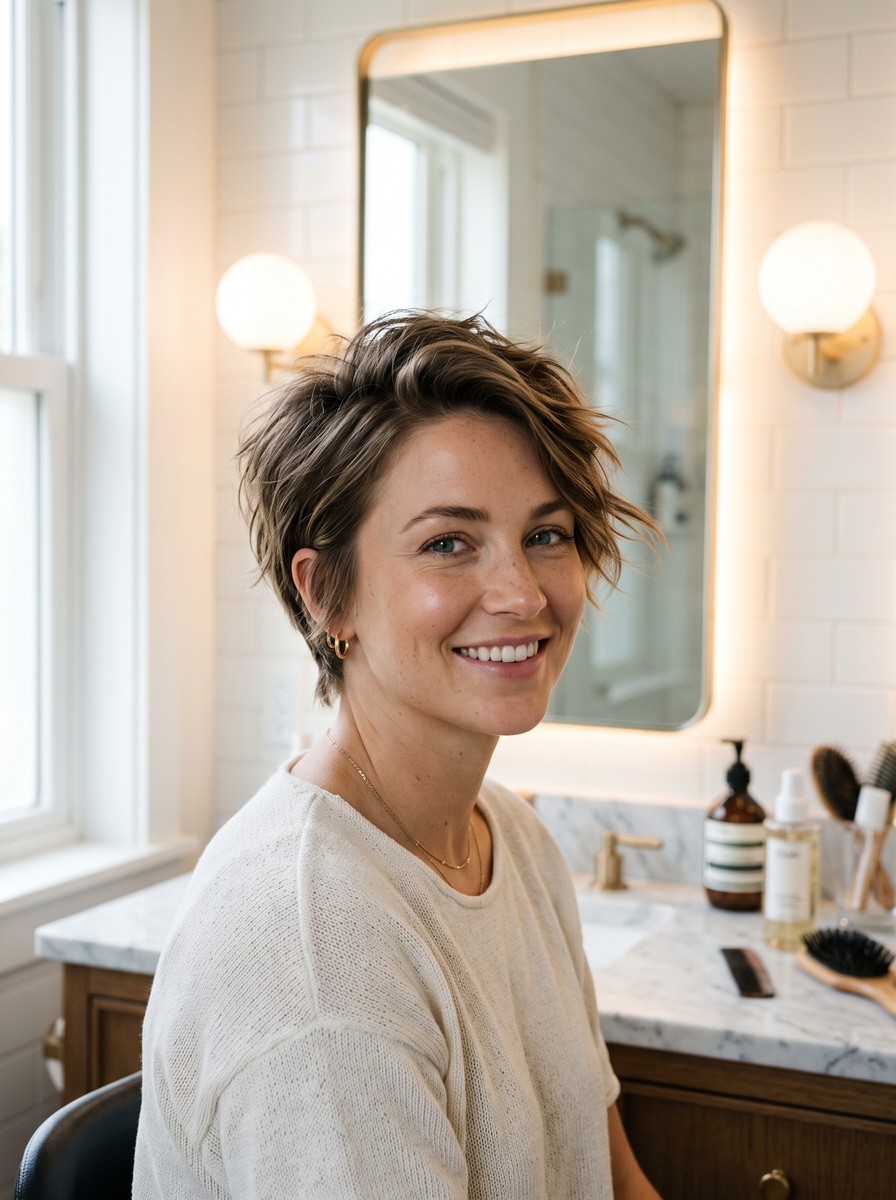 Choppy Layered Mixie for Fine Hair