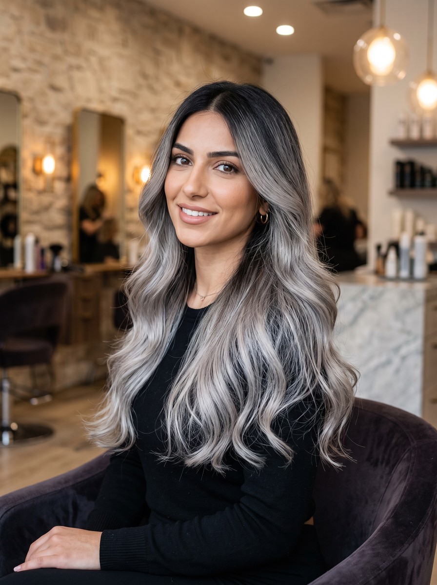 Silver Gray-Blending Ombre