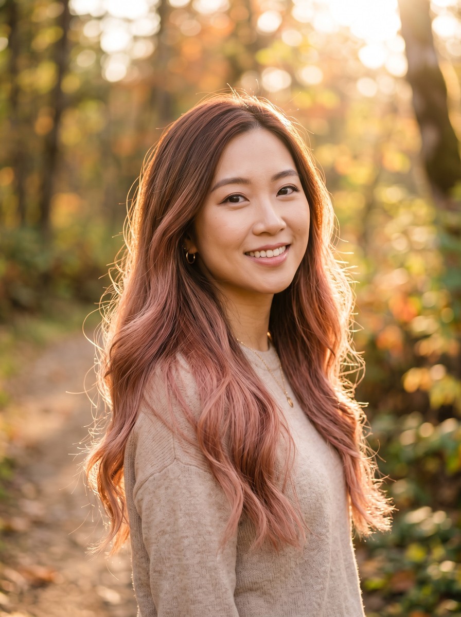 Chestnut-to-Rose-Gold Fashion Ombre