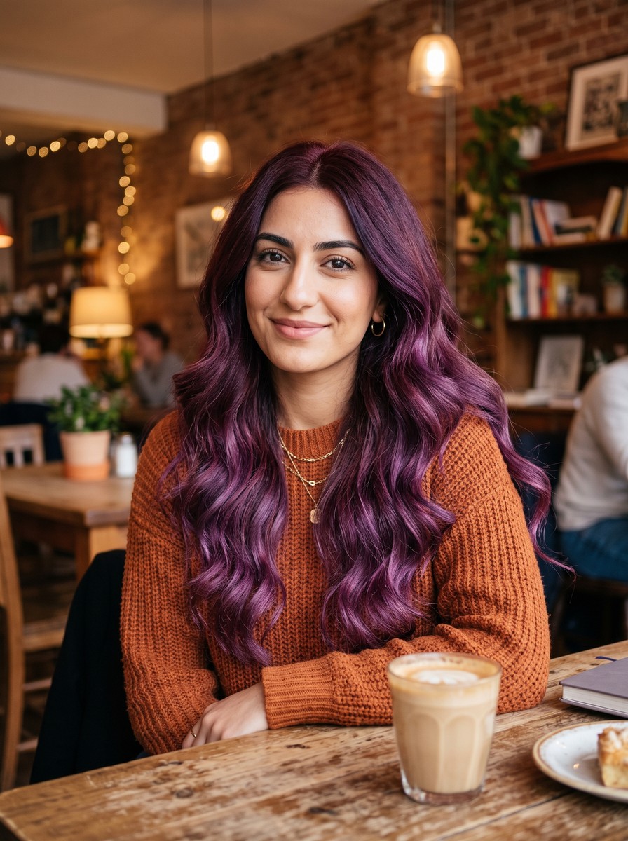Burgundy-to-Violet Jewel-Tone Ombre