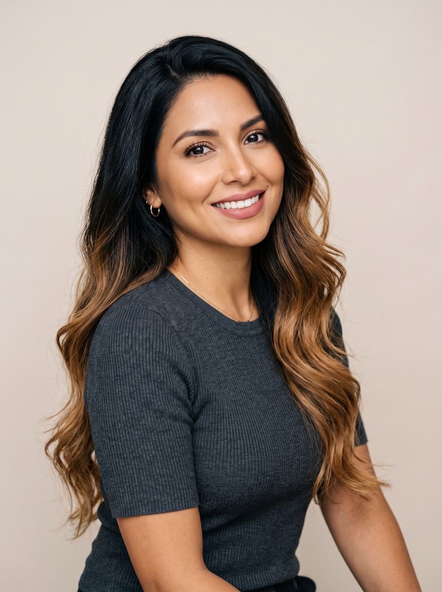 Jet Black to Caramel Ombre