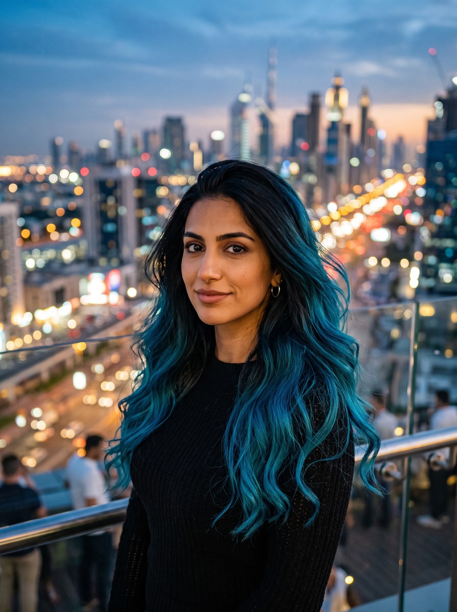 Teal-Black Editorial Fashion Ombre