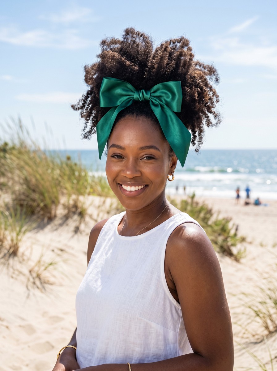 Oversized Bow at the Base of a Curly Pineapple