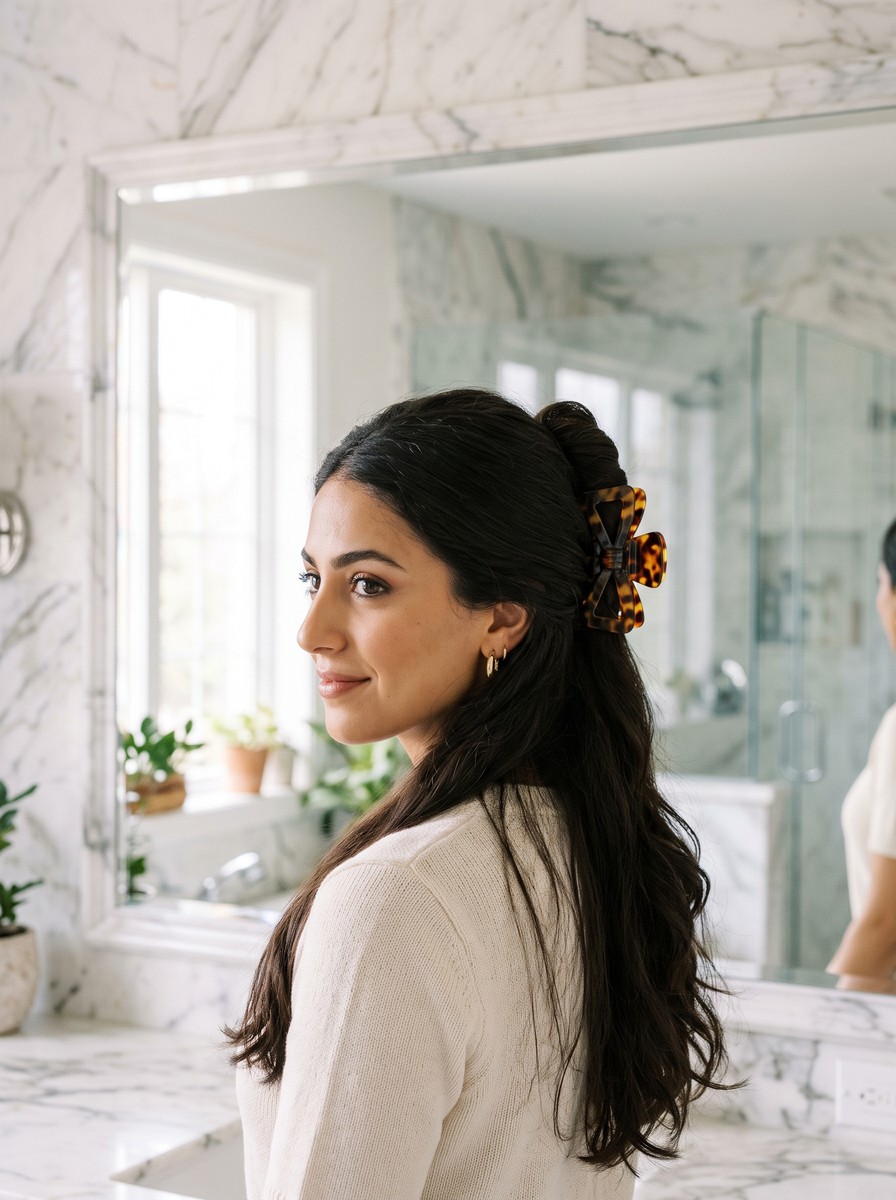 Bow Claw Clip on a French Twist