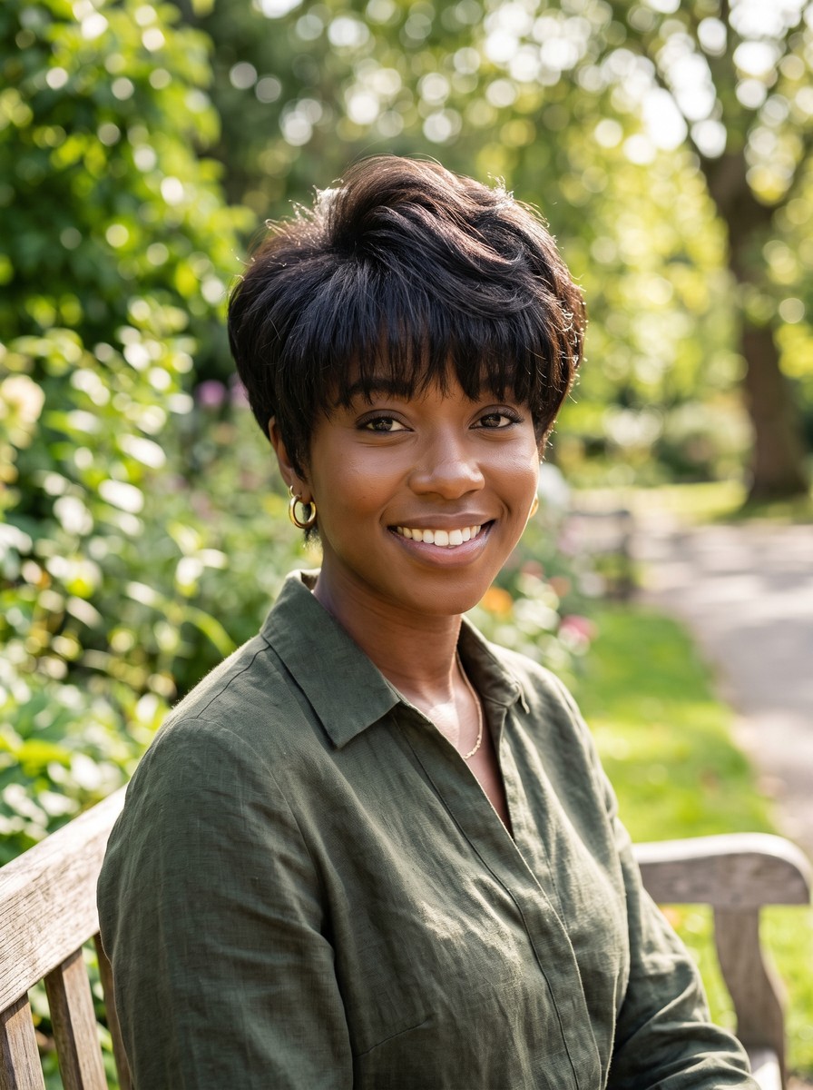 Full Fringe Pixie with Crown Volume