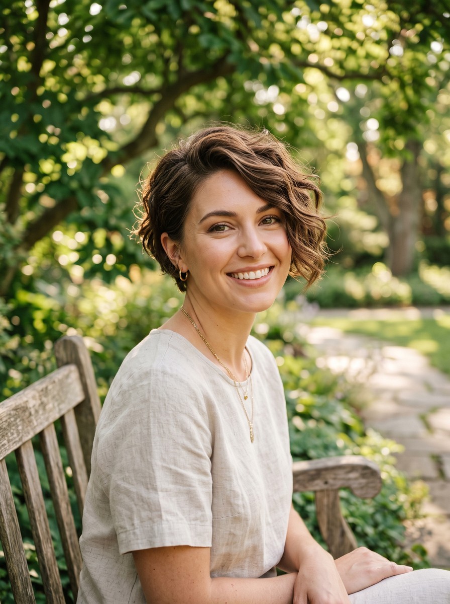 Romantic Deep-Side-Part Wavy Pixie