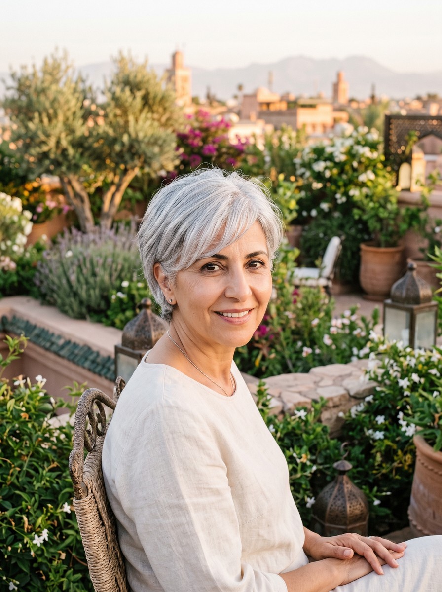 Silver Fox Gray Pixie with Soft Fringe