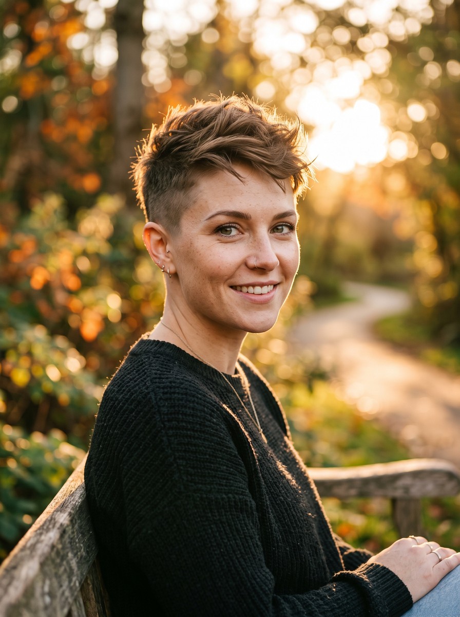 Edgy Buzzed-Sides Pixie