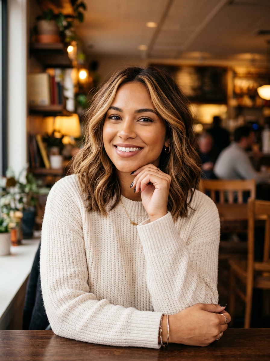 Money-Piece Balayage Shag Lob