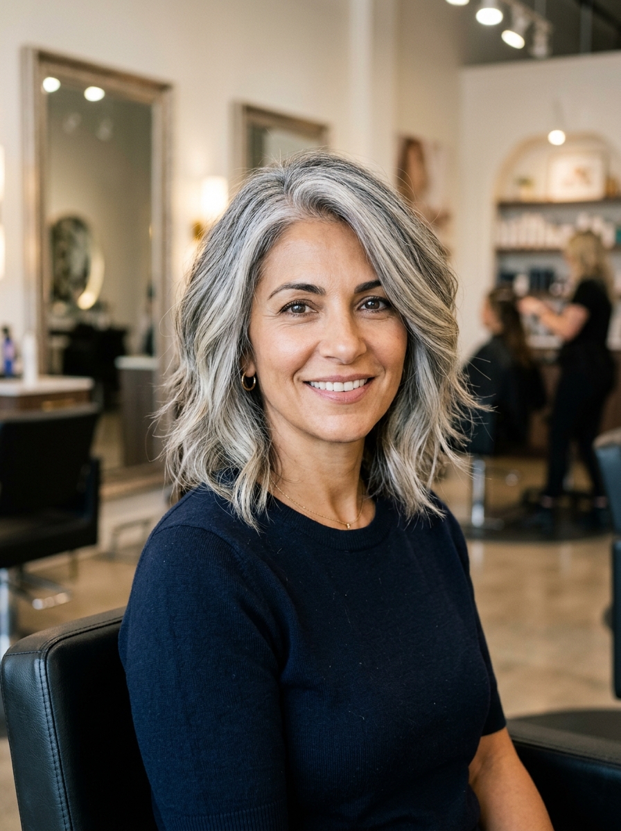 Silver Gray-Blending Shag Lob